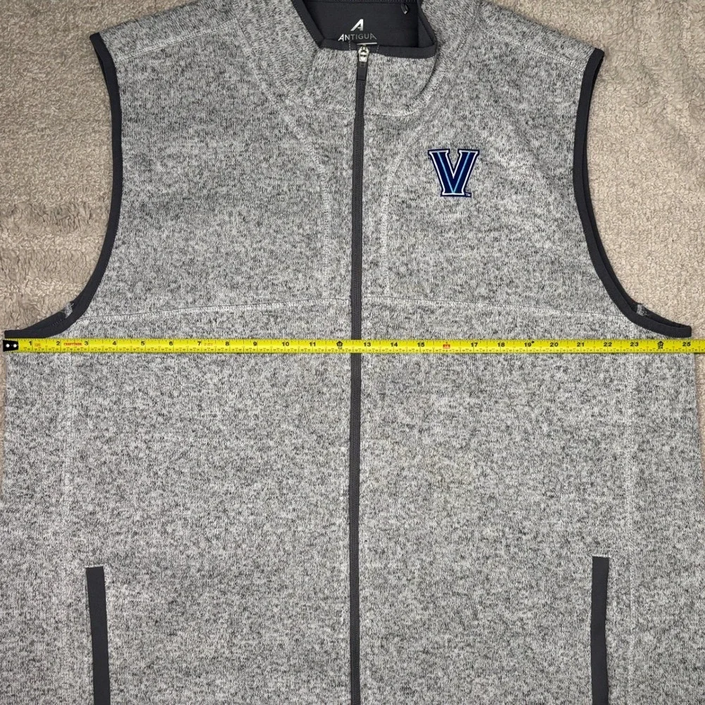 Antigua Villanova University Vest‎ Mens 2XL Gray Heather Full Zip Sweater NWT